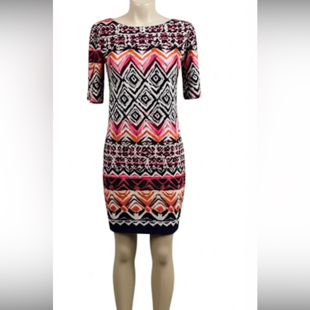 Vince Camuto Navy Geometric Print Dress Size 10